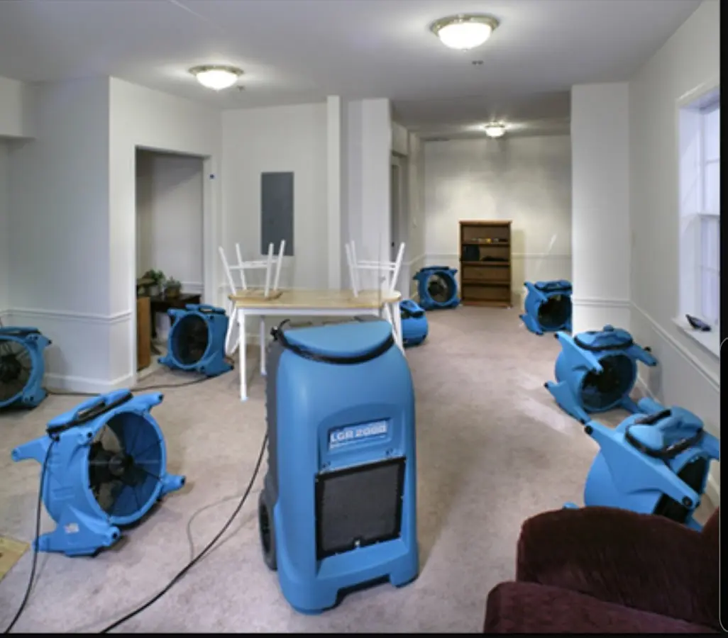 Air movers and dehumidifier setup for Water Extraction & Removal in Kendallville